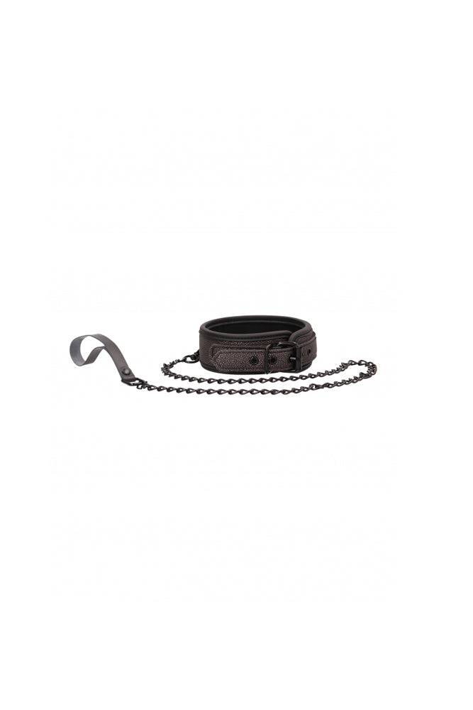 Ouch by Shots Toys - Elegant Collar & Leash - Grey - Stag Shop