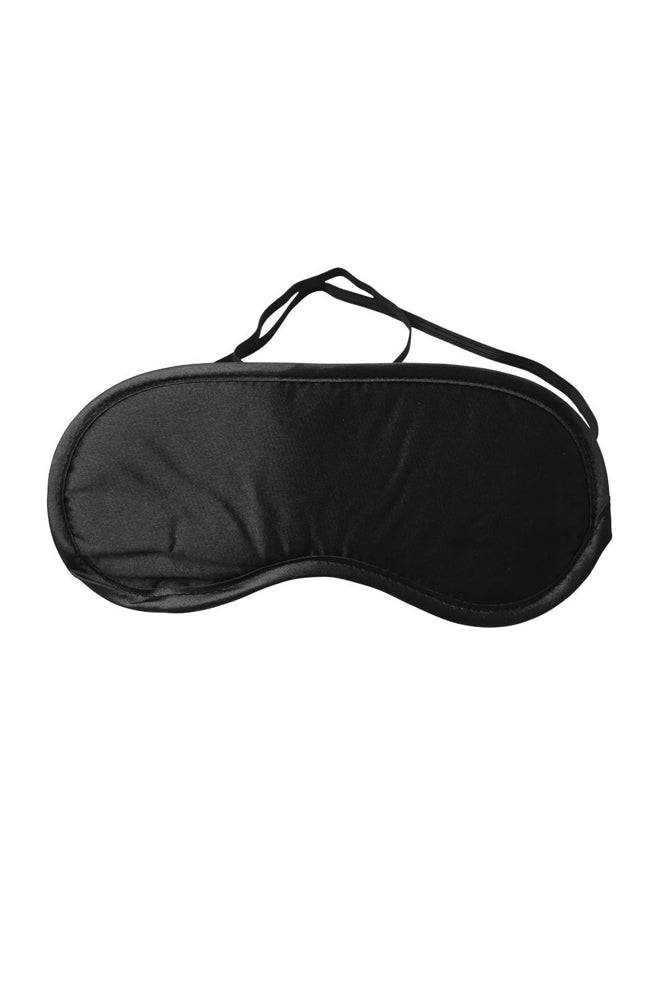 Black satin BDSM blindfold for beginner sensory play in Canada