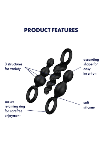 Satisfyer - Booty Call 3-Piece Plug Set - Black - Stag Shop
