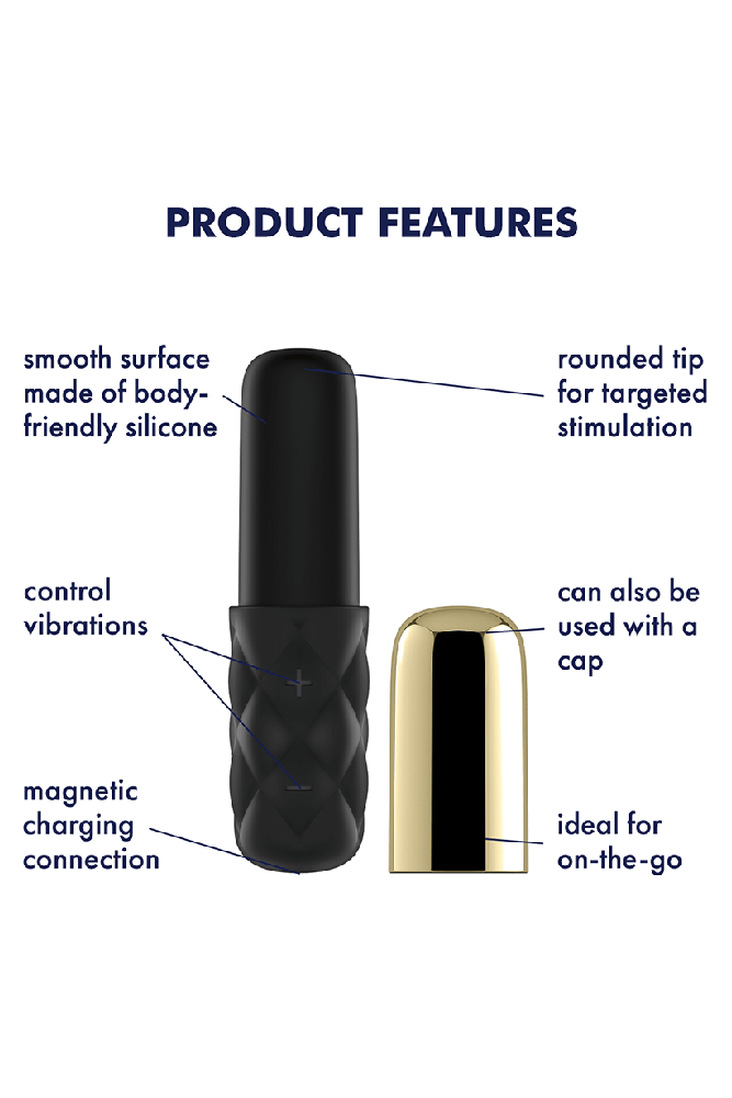 Satisfyer - Lovely Honey Mini Vibrator - Black/Gold - Stag Shop