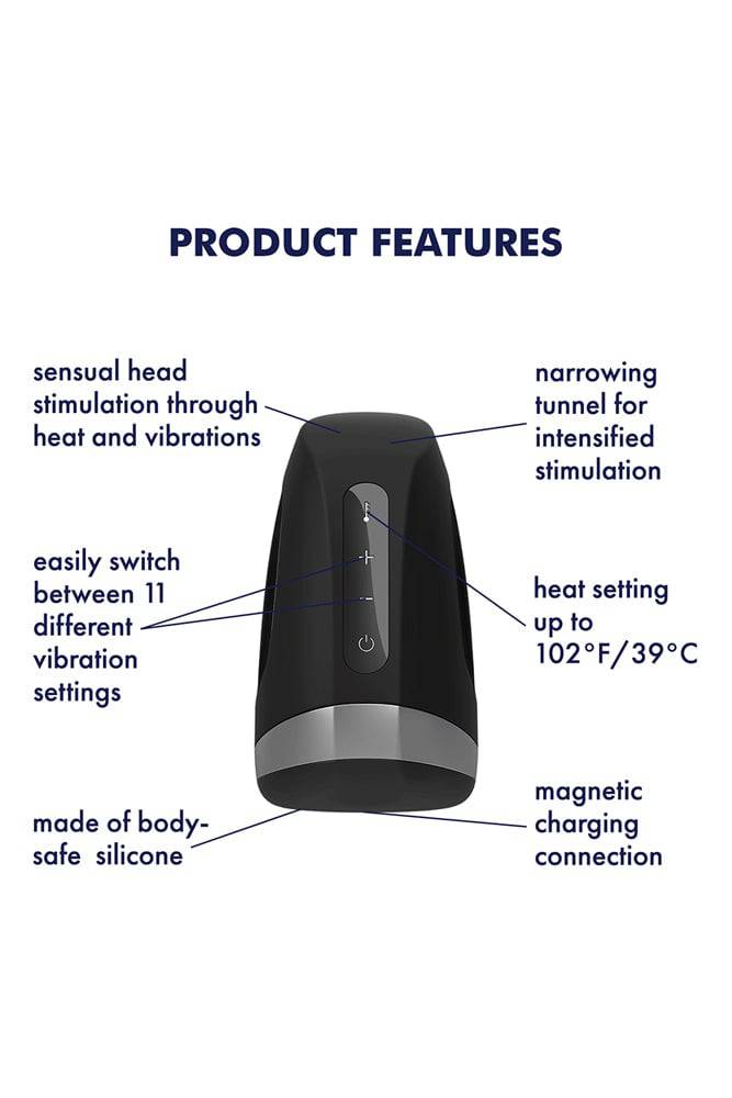 Satisfyer - Men's Heating & Vibrating Masturbator - Black - Stag Shop