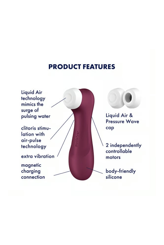Satisfyer - Pro 2 Generation 3 Air Pulse Clitoral Stimulator with App Control - Bordeaux - Stag Shop