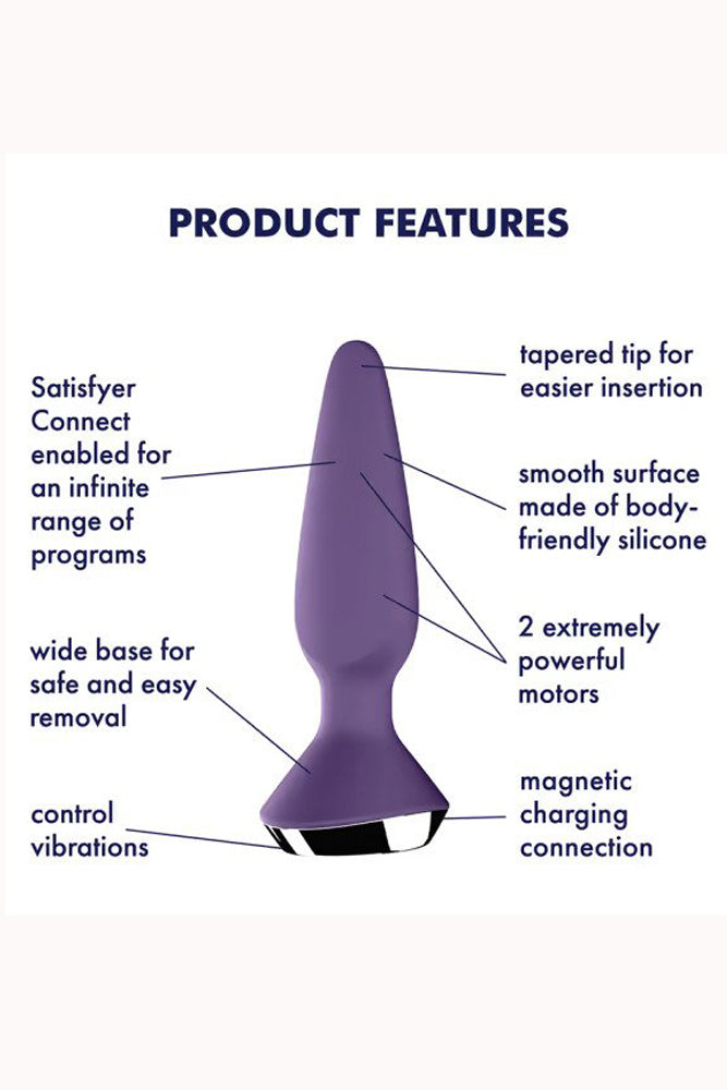 Satisfyer - Plug-ilicious 1 - Vibrating Bluetooth Anal Plug - Purple - Stag Shop
