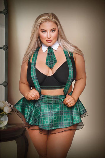 Fantasy Lingerie - PL2008 - Slither'n To Your DM's Plus Size School Girl Set - Green - Stag Shop