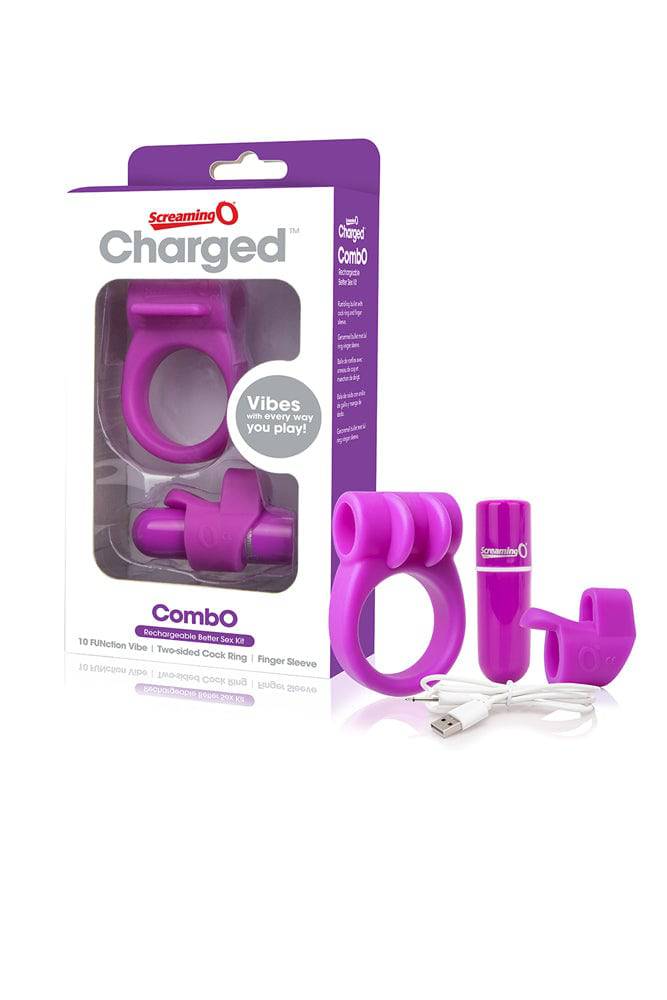 Screaming O - Charged - Combo Kit - Cock Ring & Bullet Kit - Purple - Stag Shop