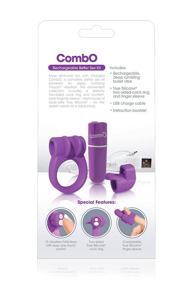 Screaming O - Charged - Combo Kit - Cock Ring & Bullet Kit - Purple - Stag Shop