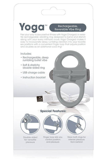 Screaming O - Charged - Yoga Rechargeable Vibrating Cock Ring - Grey - Stag Shop