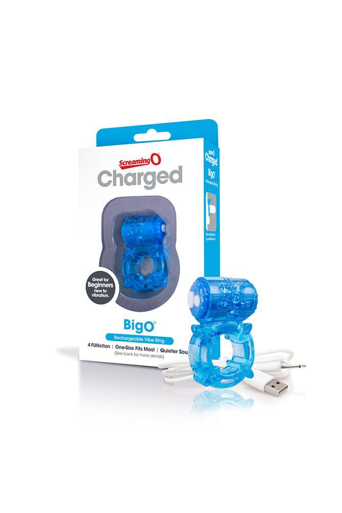 Screaming O - Charged - Big O Rechargeable Vibrating Cock Ring - Blue - Stag Shop