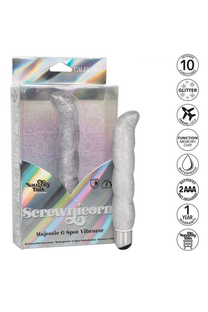 Cal Exotics - Naughty Bits - Screwnicorn Majestic G-spot Vibrator - Silver - Stag Shop