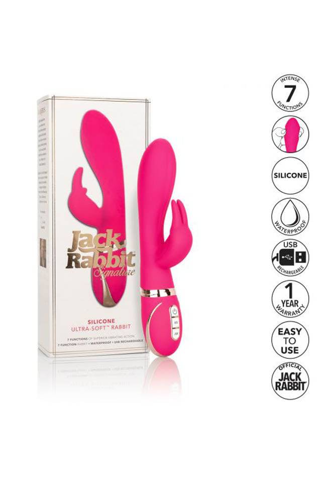 Cal Exotics - Jack Rabbit Signature - Silicone Ultra-Soft Rabbit Vibrator - Pink - Stag Shop