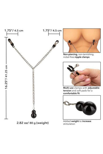 Cal Exotics - Nipple Play - Weighted Dual Tier Nipple Clamps - Stag Shop