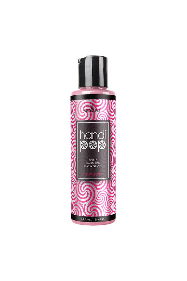 Sensuva - HandiPop Edible Handjob Massage Gel - 4.2oz - Strawberry - Stag Shop