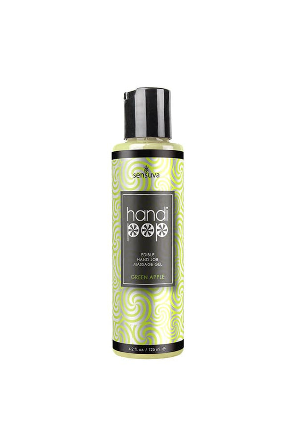 Sensuva - HandiPop Edible Handjob Massage Gel - 4.2oz - Green Apple - Stag Shop