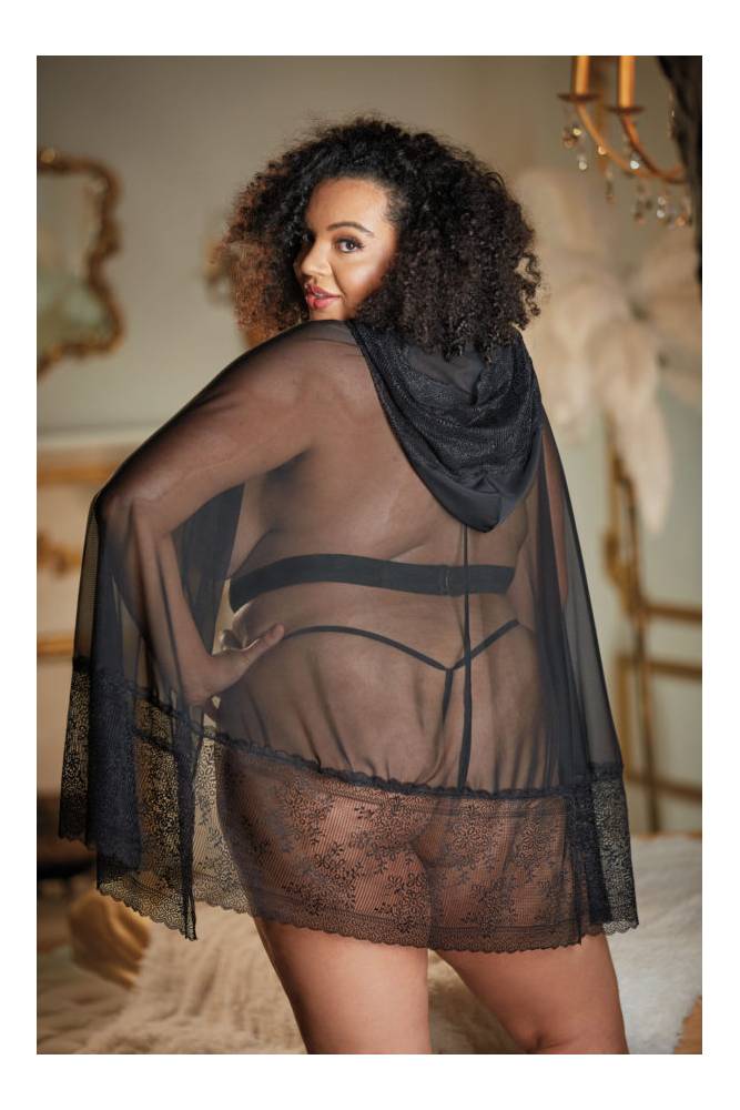 Allure Lingerie - Serena Lace Mesh Cape with Attached Waist Belt - OS/XL - Stag Shop
