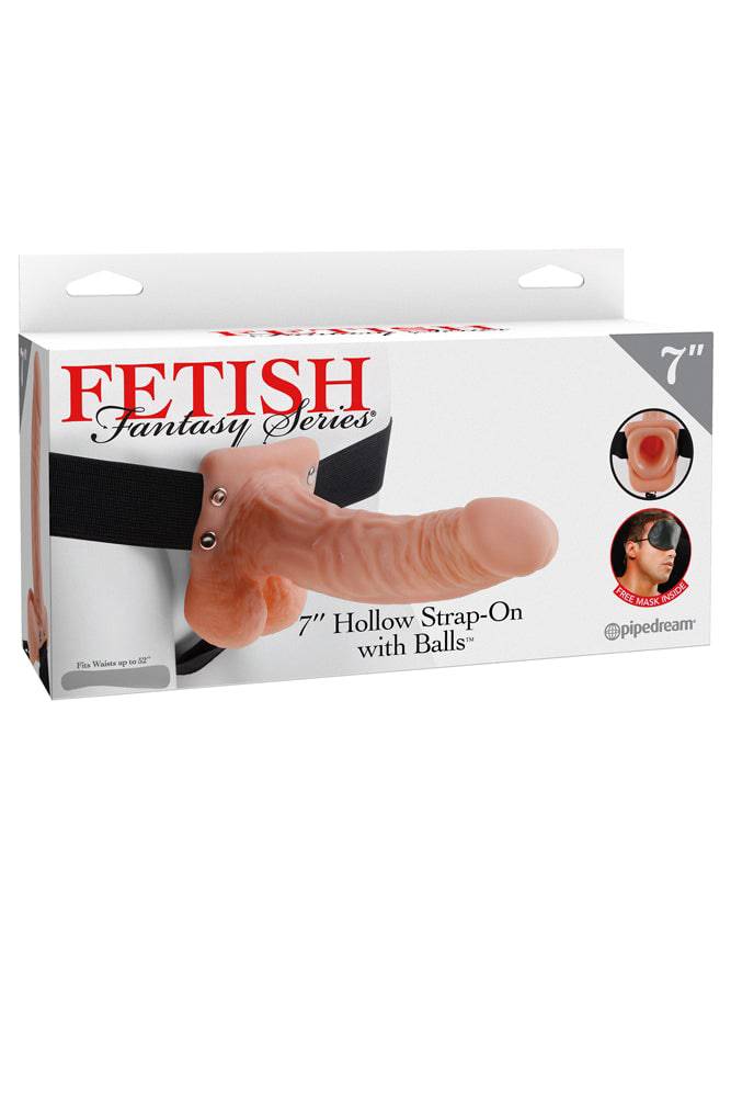 Pipedream - Fetish Fantasy - 7 Inches Hollow Strap-On with Balls - Beige - Stag Shop