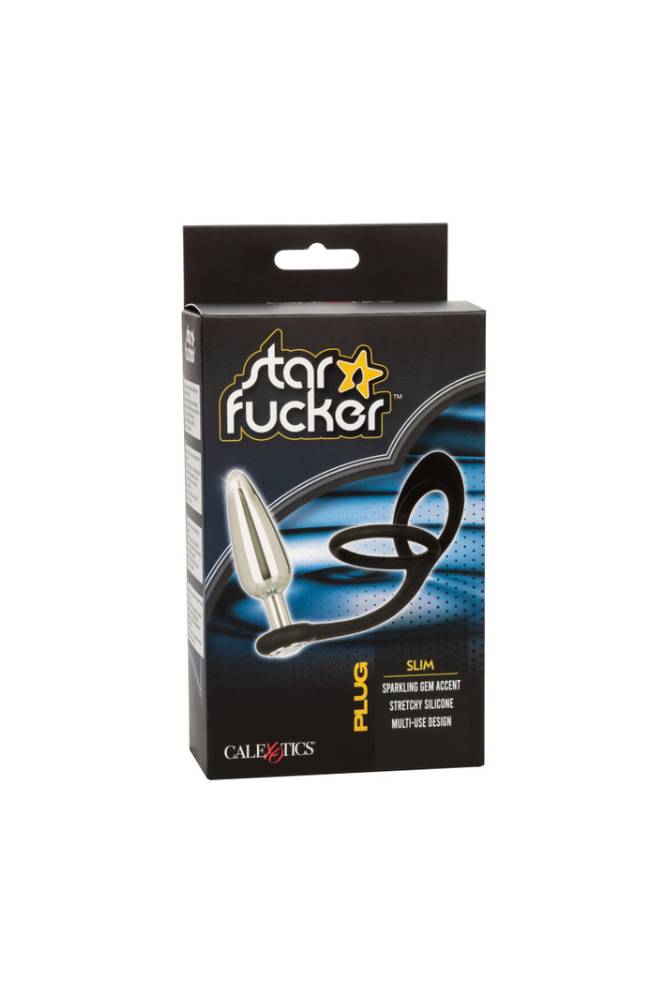 Cal Exotics - Star Fucker - Slim Plug with Dual Enhancer Ring - Silver - Stag Shop