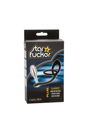 Cal Exotics - Star Fucker - Teardrop Plug with Dual Enhancer Ring - Silver - Stag Shop