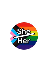 Thumbnail for Stag Shop - Pride Flag with She/Her Pronouns Sticker - Stag Shop