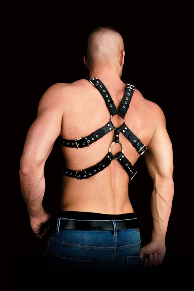 Ouch by Shots Toys - Andreas Masculine Masterpiece Chest Harness - Black - Stag Shop