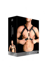Ouch by Shots Toys - Andreas Masculine Masterpiece Chest Harness - Black - Stag Shop