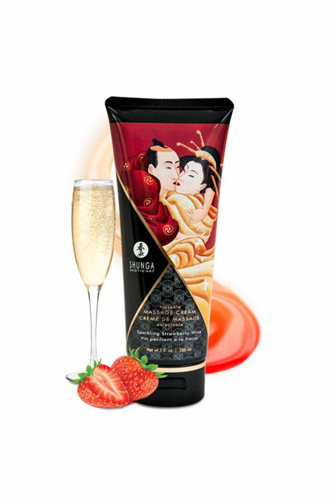 Shunga - Kissable Massage Cream - Sparkling Strawberry Wine - Stag Shop