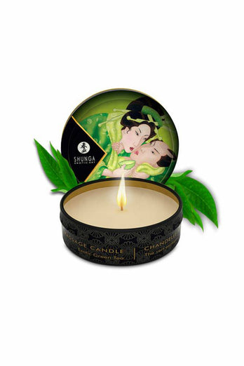 Shunga - Mini Massage Oil Candle - 1oz - Green Tea - Stag Shop