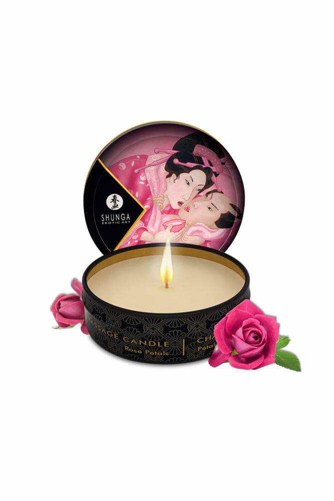 Shunga - Mini Massage Oil Candle - 1oz - Rose Petals - Stag Shop