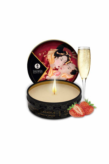 Shunga - Mini Massage Oil Candle - 1oz - Strawberry - Stag Shop