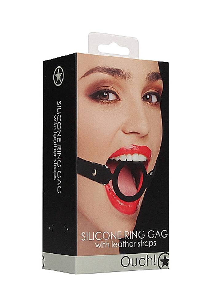 Ouch by Shots Toys - Silicone  Ring Gag - Black - Stag Shop