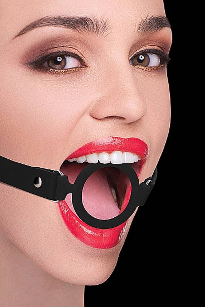 Ouch by Shots Toys - Silicone  Ring Gag - Black - Stag Shop