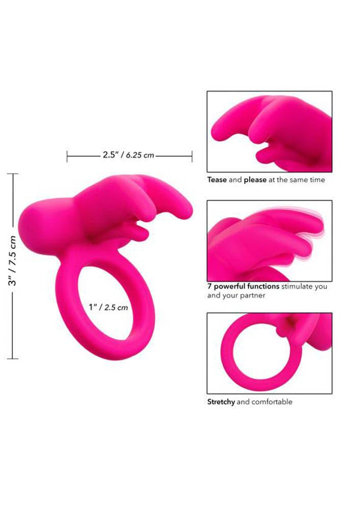 Cal Exotics - Couples Enhancer - Rechargeable Triple Clit Flicker Cock Ring - Pink - Stag Shop