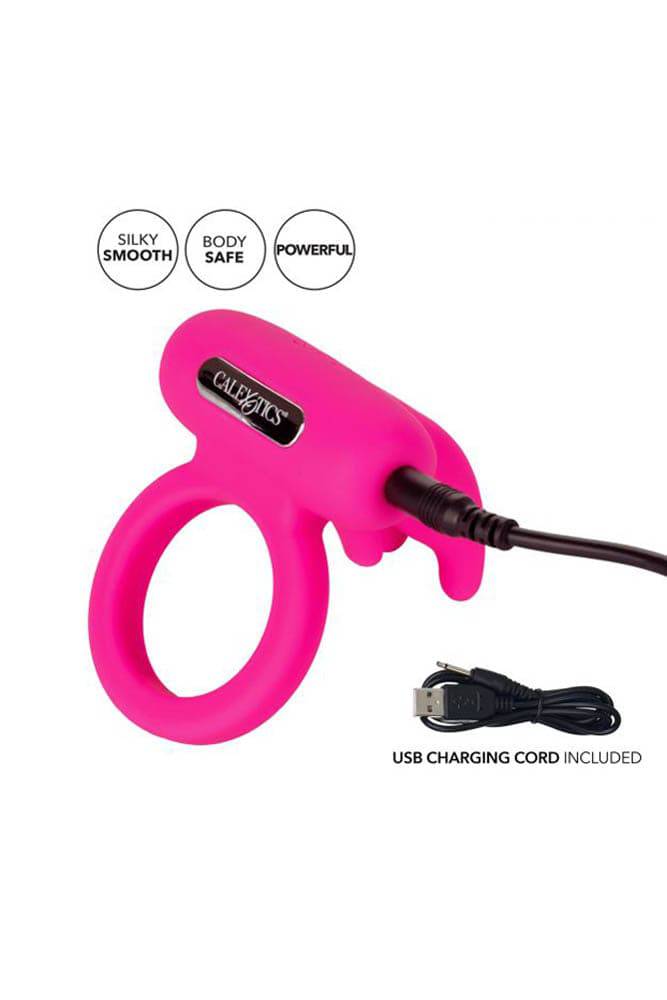 Cal Exotics - Couples Enhancer - Rechargeable Triple Clit Flicker Cock Ring - Pink - Stag Shop