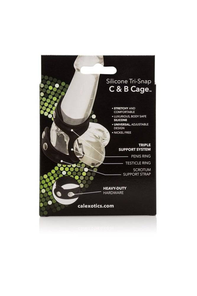 Cal Exotics - Silicone Tri-Snap Cock & Ball Cage - Black - Stag Shop