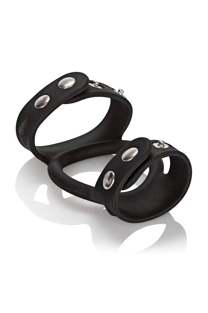 Cal Exotics - Silicone Tri-Snap Cock & Ball Cage - Black - Stag Shop