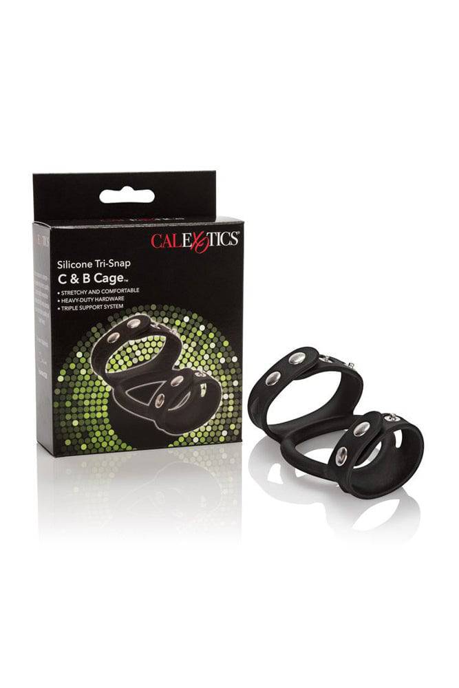 Cal Exotics - Silicone Tri-Snap Cock & Ball Cage - Black - Stag Shop