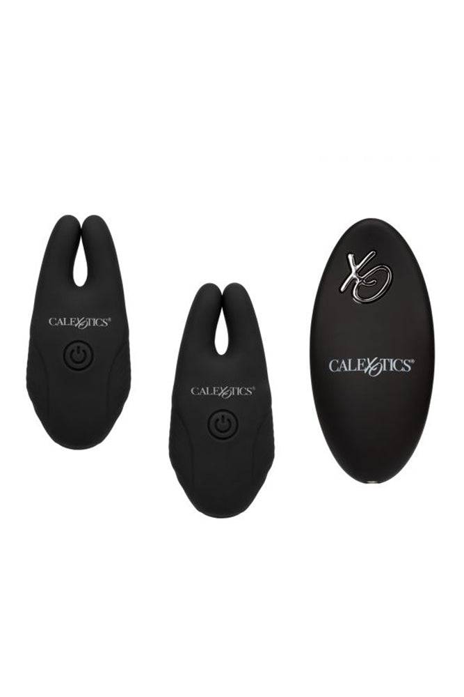 Cal Exotics - Silicone Remote Vibrating Nipple Clamps - Black - Stag Shop