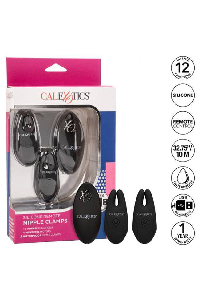 Cal Exotics - Silicone Remote Vibrating Nipple Clamps - Black - Stag Shop