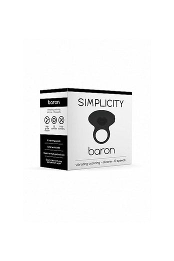 Shots Toys - Simplicity - Baron Vibrating Cock Ring - Black - Stag Shop