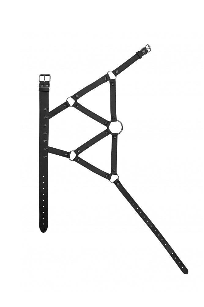 Ouch by Shots Toys - Skulled & Spiked Female Harness - Black - Stag Shop