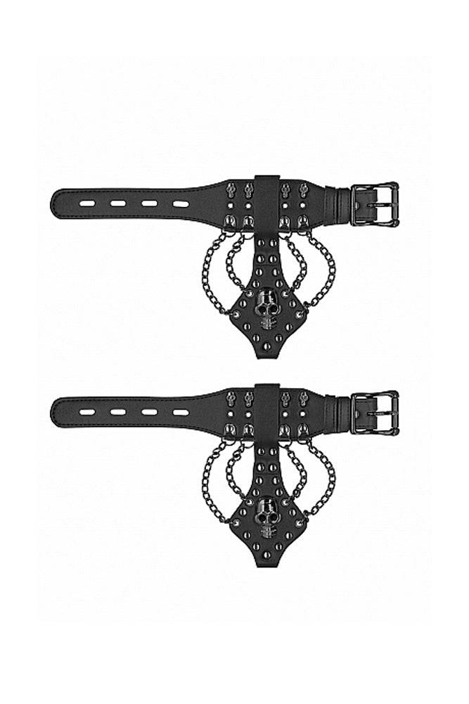 Ouch by Shots Toys - Skull Handcuffs With Chains - Black - Stag Shop