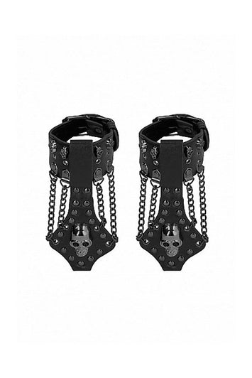 Ouch by Shots Toys - Skull Handcuffs With Chains - Black - Stag Shop