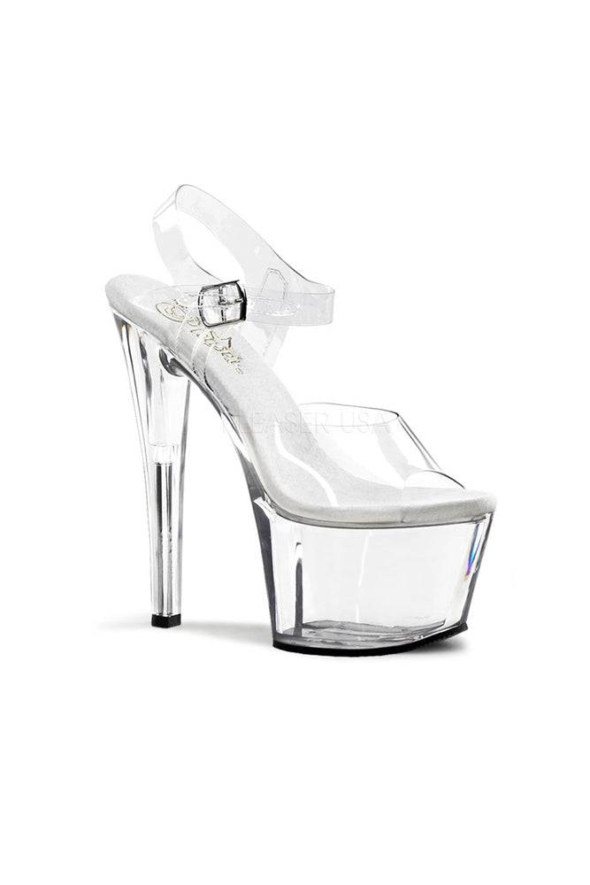 Pleaser USA - The Sky 7 Inch Spike Heel Platform Sandal - Clear - Stag Shop