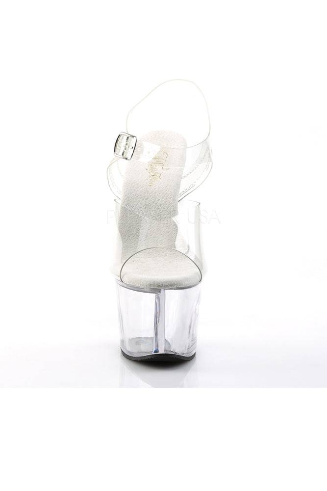 Pleaser USA - The Sky 7 Inch Spike Heel Platform Sandal - Clear - Stag Shop