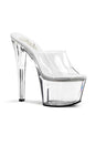 Pleaser USA - Sky 7 Inch Spike Heel Platform Mule Slide - Clear - Stag Shop