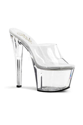 Pleaser USA - Sky 7 Inch Spike Heel Platform Mule Slide - Clear - Stag Shop