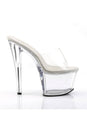 Pleaser USA - Sky 7 Inch Spike Heel Platform Mule Slide - Clear - Stag Shop