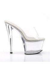 Pleaser USA - Sky 7 Inch Spike Heel Platform Mule Slide - Clear - Stag Shop