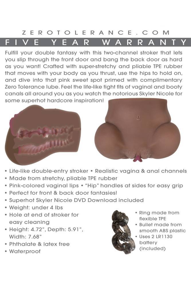 Zero Tolerance - Skylar Nicole - Realistic Pussy & Ass Stroker with Movie - Stag Shop