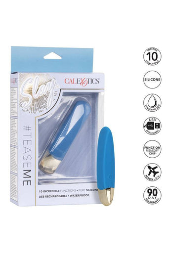 Cal Exotics - Slay - TeaseMe - Silicone Vibrating Bullet - Blue - Stag Shop