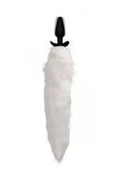 XR Brands - Tailz - White Fox Vibrating Slender Anal Plug with Remote - Stag Shop